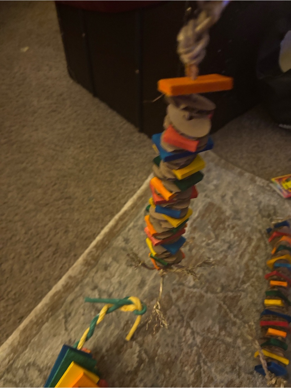 Colorful Hanging Bird Chew Toy - Multicolor Rope Stack - Picture 2 of 4